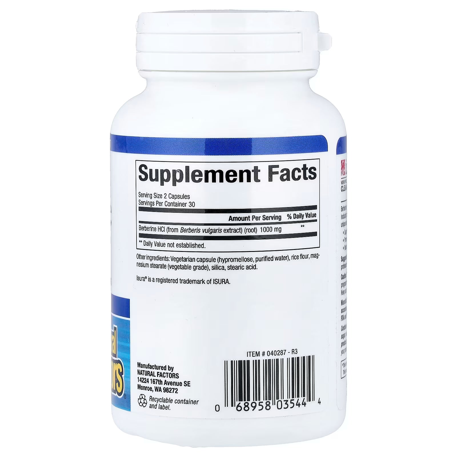 Natural Factors WellBetX Berberine, 60 Vegetarian Capsules