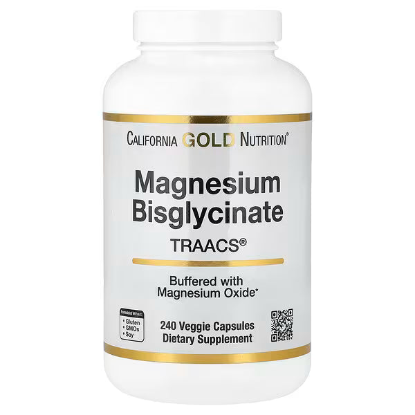 California Gold Nutrition, Magnesium Bisglycinate Chelate, Albion TRAACS®, 240 Veggie Capsules (100 mg per Capsule)