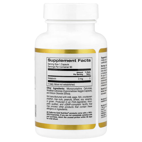 California Gold Nutrition, Melatonin, 3 mg, 90 Veggie Capsules