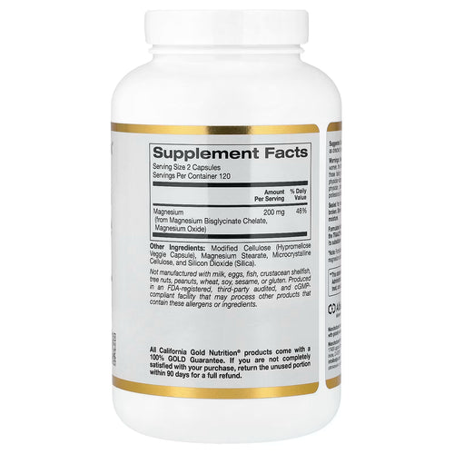 California Gold Nutrition, Magnesium Bisglycinate Chelate, Albion TRAACS®, 240 Veggie Capsules (100 mg per Capsule)