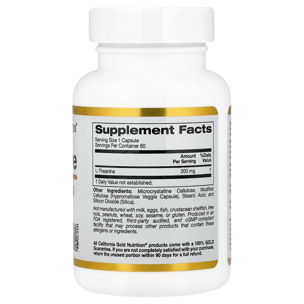 California Gold Nutrition, L-Theanine, Featuring AlphaWave®, 200 mg, 60 Veggie Capsules