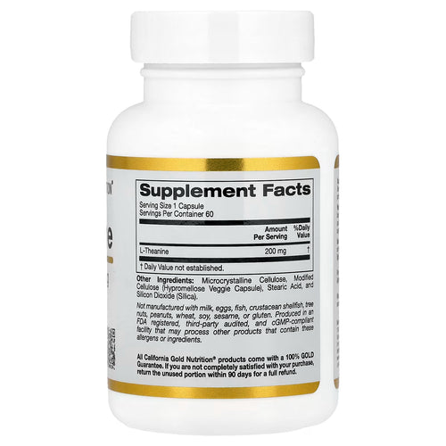 California Gold Nutrition, L-Theanine, Featuring AlphaWave®, 200 mg, 60 Veggie Capsules