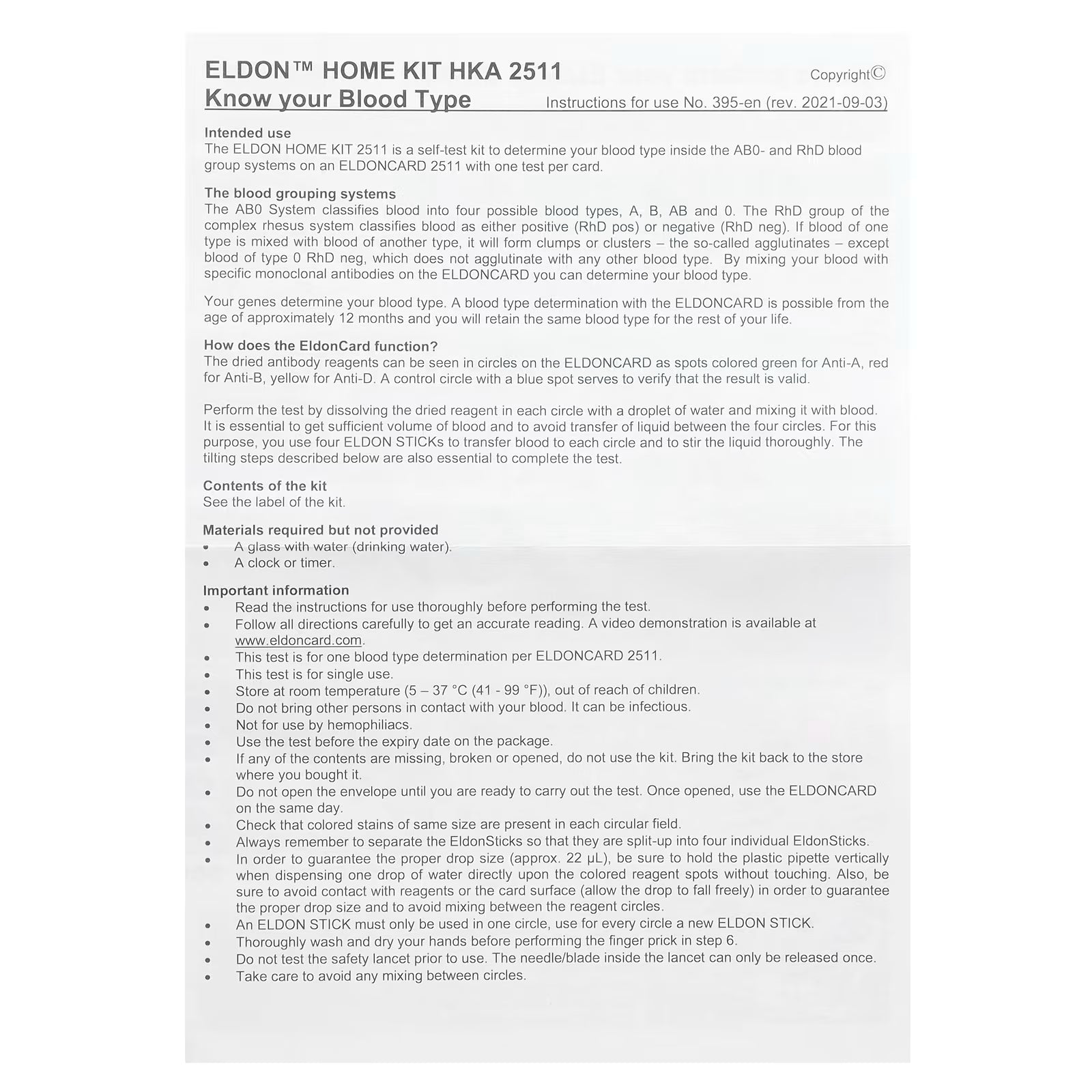 D'adamo, Eldon Blood Typing Kit, 1 Kit