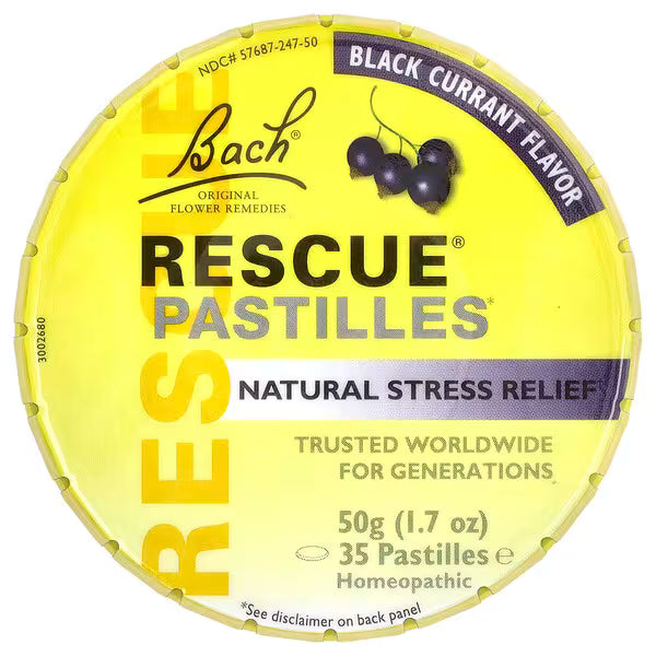 Bach, Rescue® Pastilles, Natural Stress Relief, Black Currant, 35 Pastilles