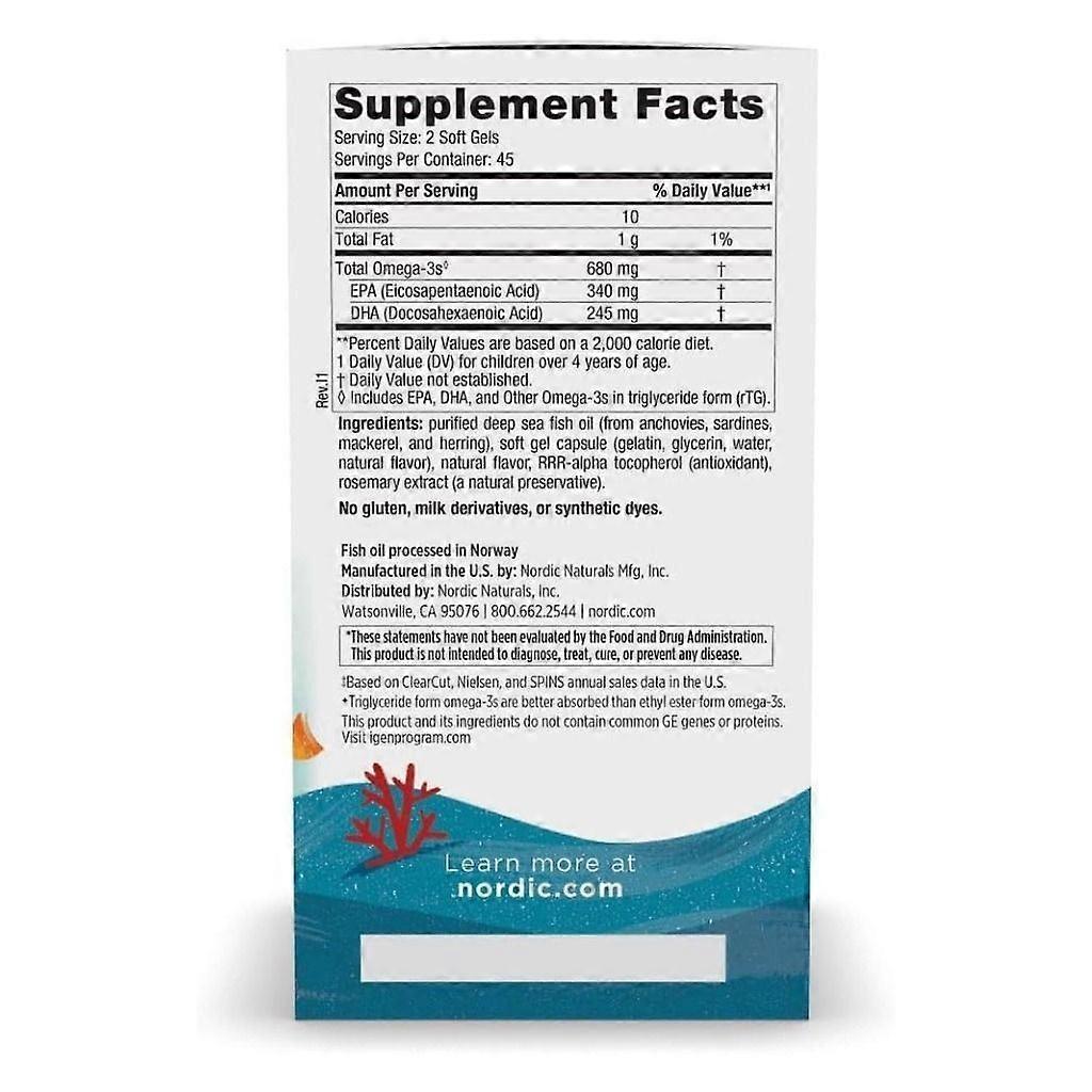 Nordic Naturals, Ultimate Omega® Junior, Ages 6+, Strawberry, 90 Mini Soft Gels (340 mg per Soft Gel)