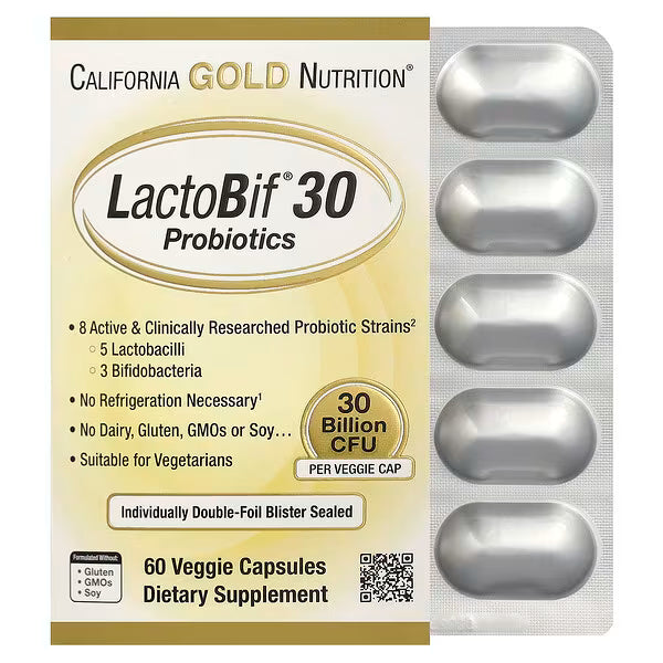 California Gold Nutrition, LactoBif® 30 Probiotics, 30 Billion CFU, Sold Individually 1 Capsule