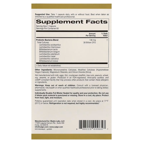 California Gold Nutrition, LactoBif® 30 Probiotics, 30 Billion CFU, Sold Individually 1 Capsule