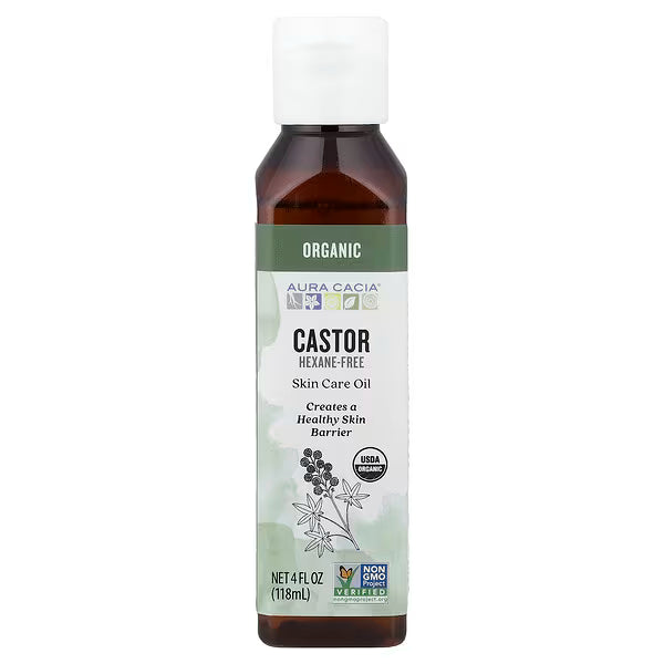 Aura Cacia Organic Castor Oil, 4 fl oz / 118 ml