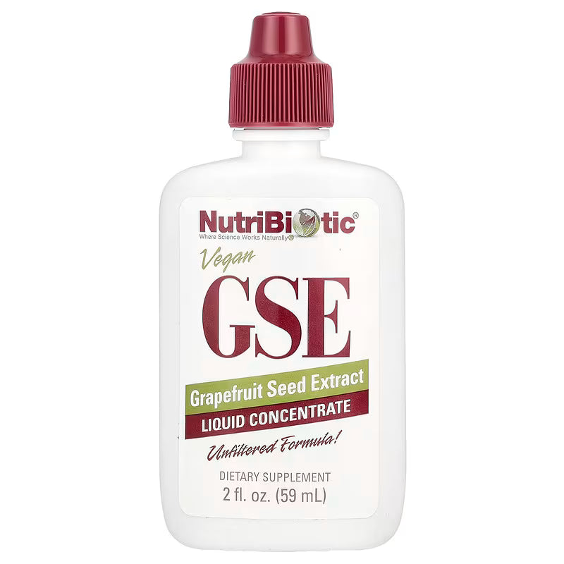 NutriBiotic, Vegan GSE Grapefruit Seed Extract, Liquid Concentrate, 100 mg, 2 fl oz (59 ml)