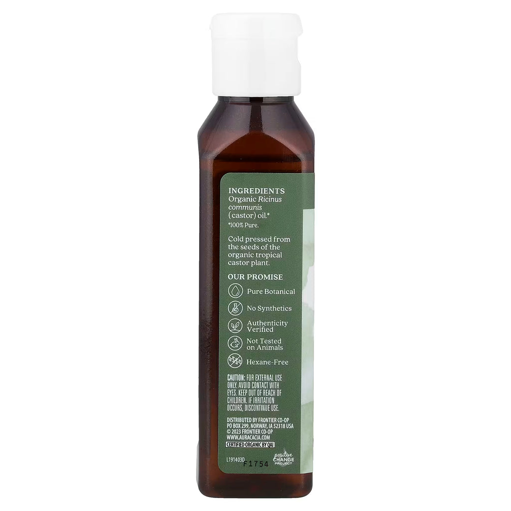 Aura Cacia Organic Castor Oil, 4 fl oz / 118 ml