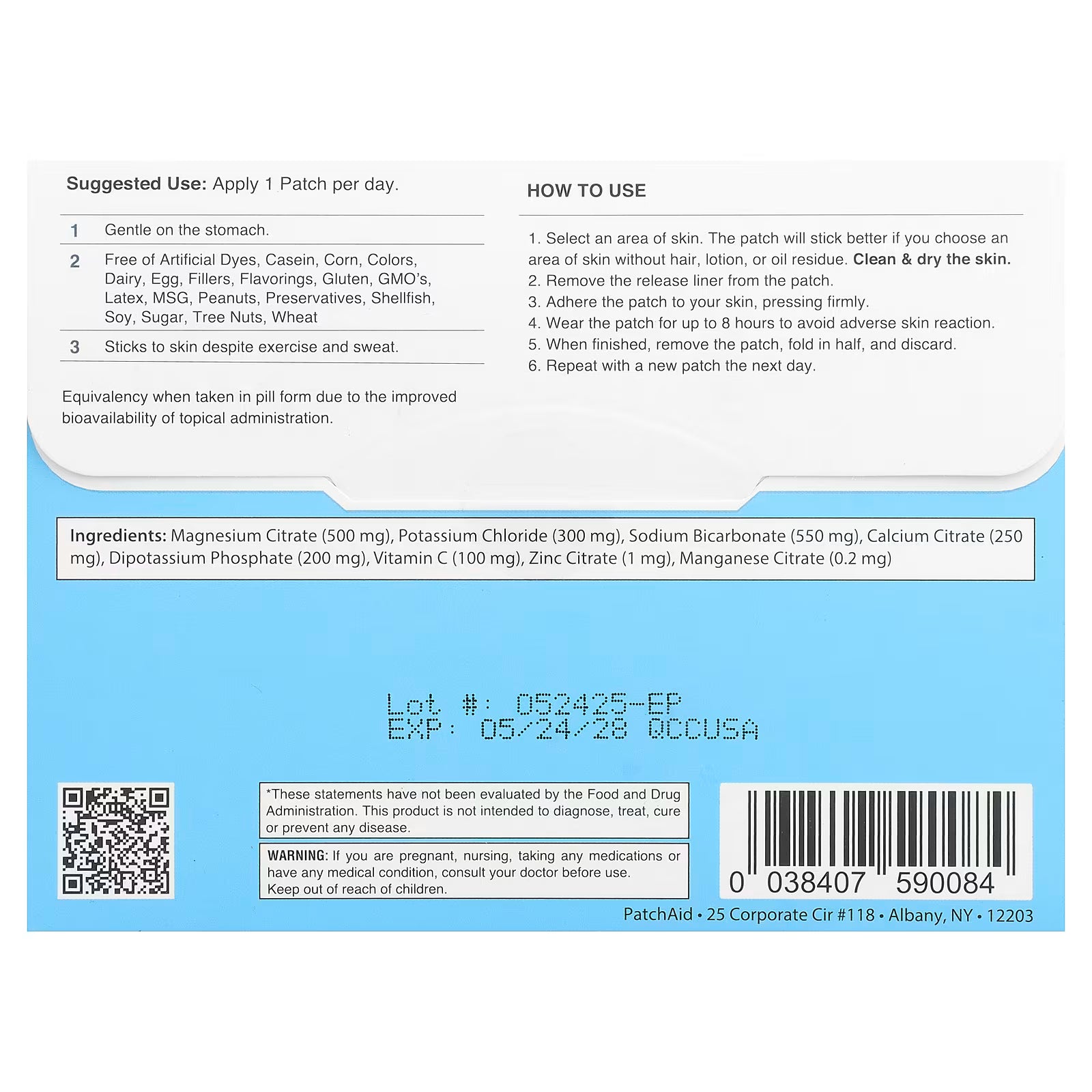 PatchAid, Electrolyte Hydration Patch, Sold Individually 1 Patch