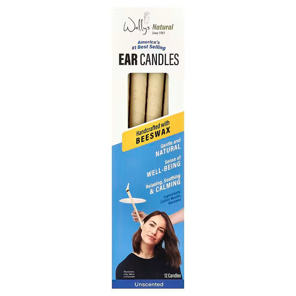 Wally's Natural, Beeswax Ear Candles, Unscented, Sold Individually 1 Candle