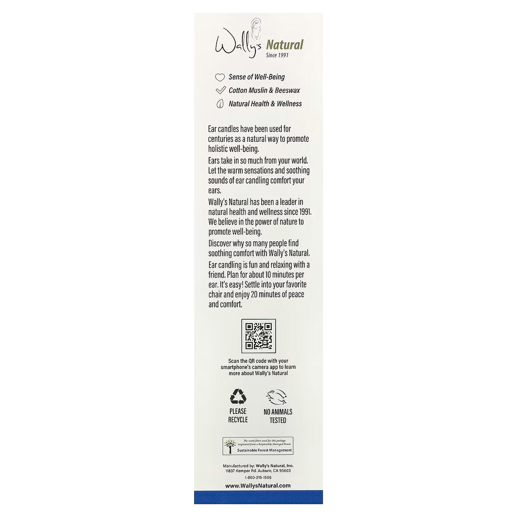 Wally's Natural, Beeswax Ear Candles, Unscented, Sold Individually 1 Candle