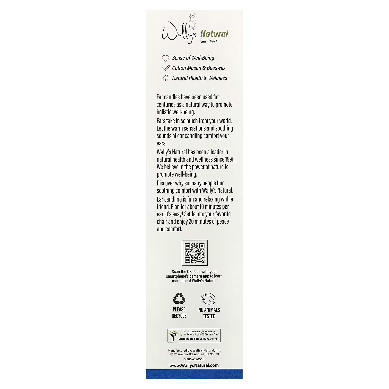 Wally's Natural, Beeswax Ear Candles, Unscented, Sold Individually 1 Candle