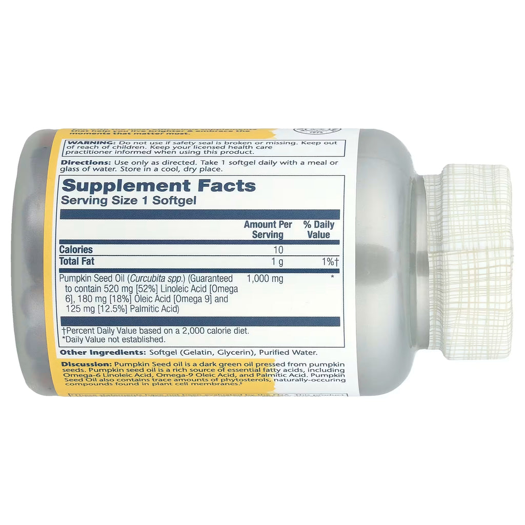Solaray, Pumpkin Seed Oil, 1,000 mg, Sold Individually 1 Capsule