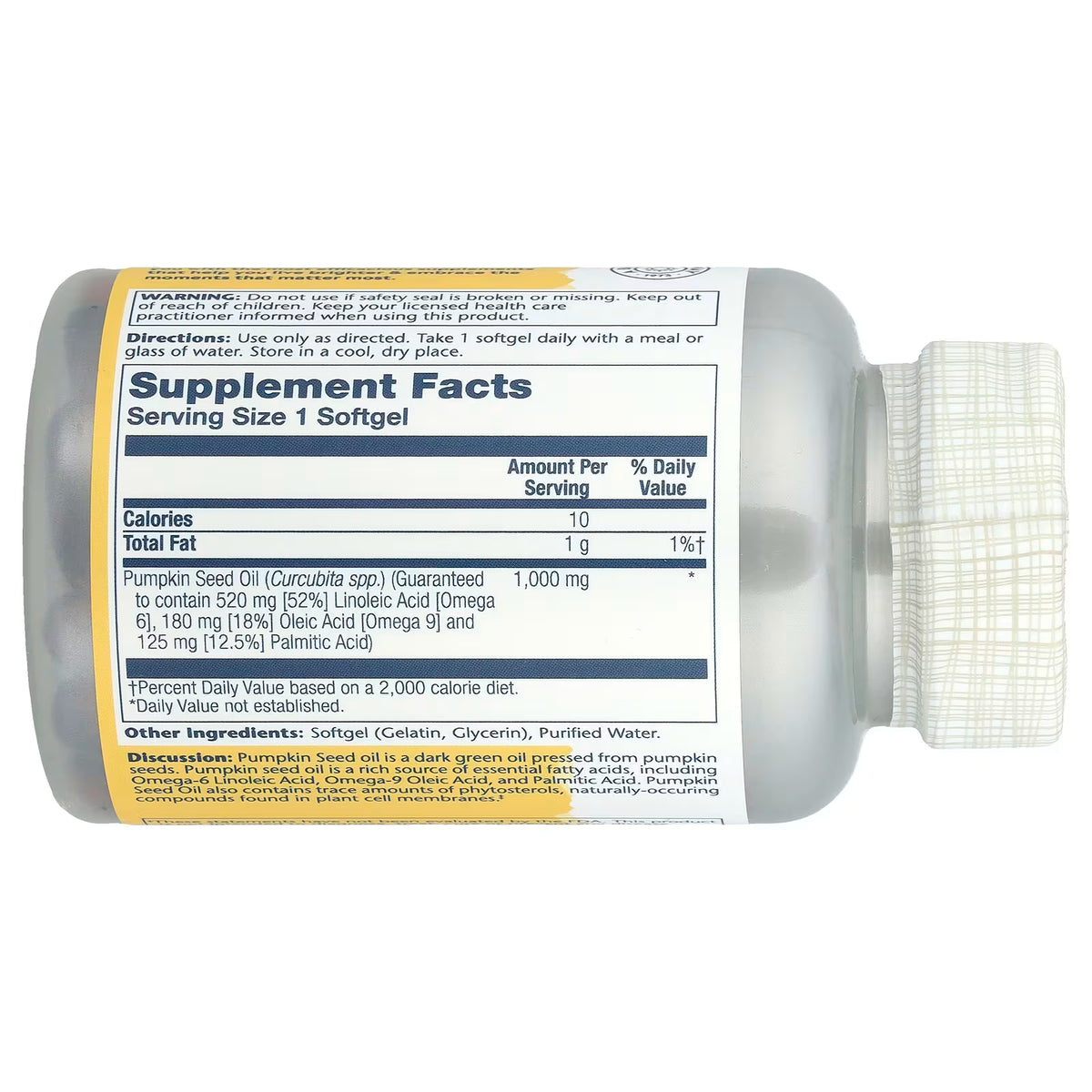 Solaray, Pumpkin Seed Oil, 1,000 mg, Sold Individually 1 Capsule