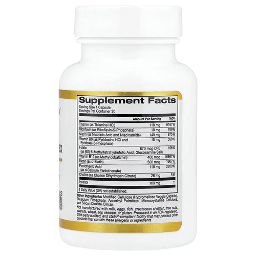 California Gold Nutrition High Potency Vitamin B Complex, 30 Veggie Capsules