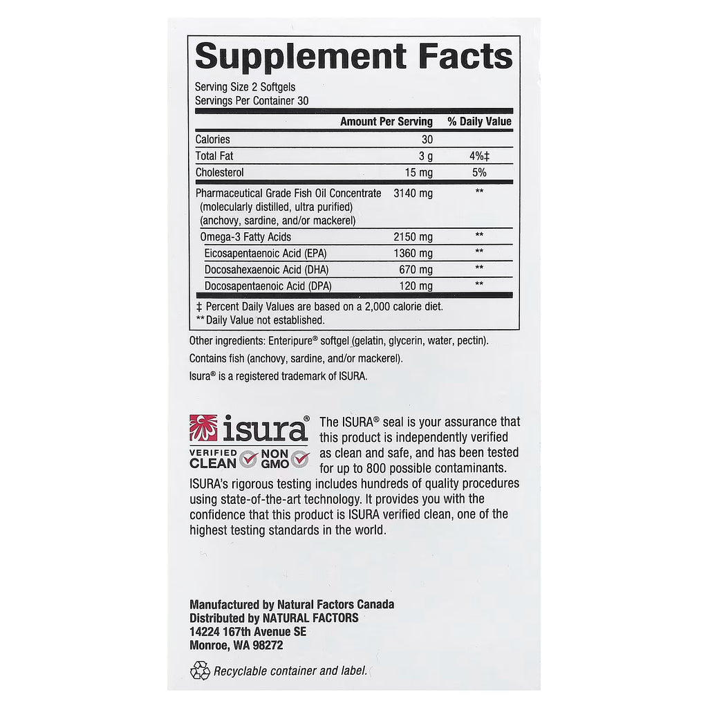 Natural Factors, RxOmega-3, 60 Softgels (1,570 mg per Softgel)