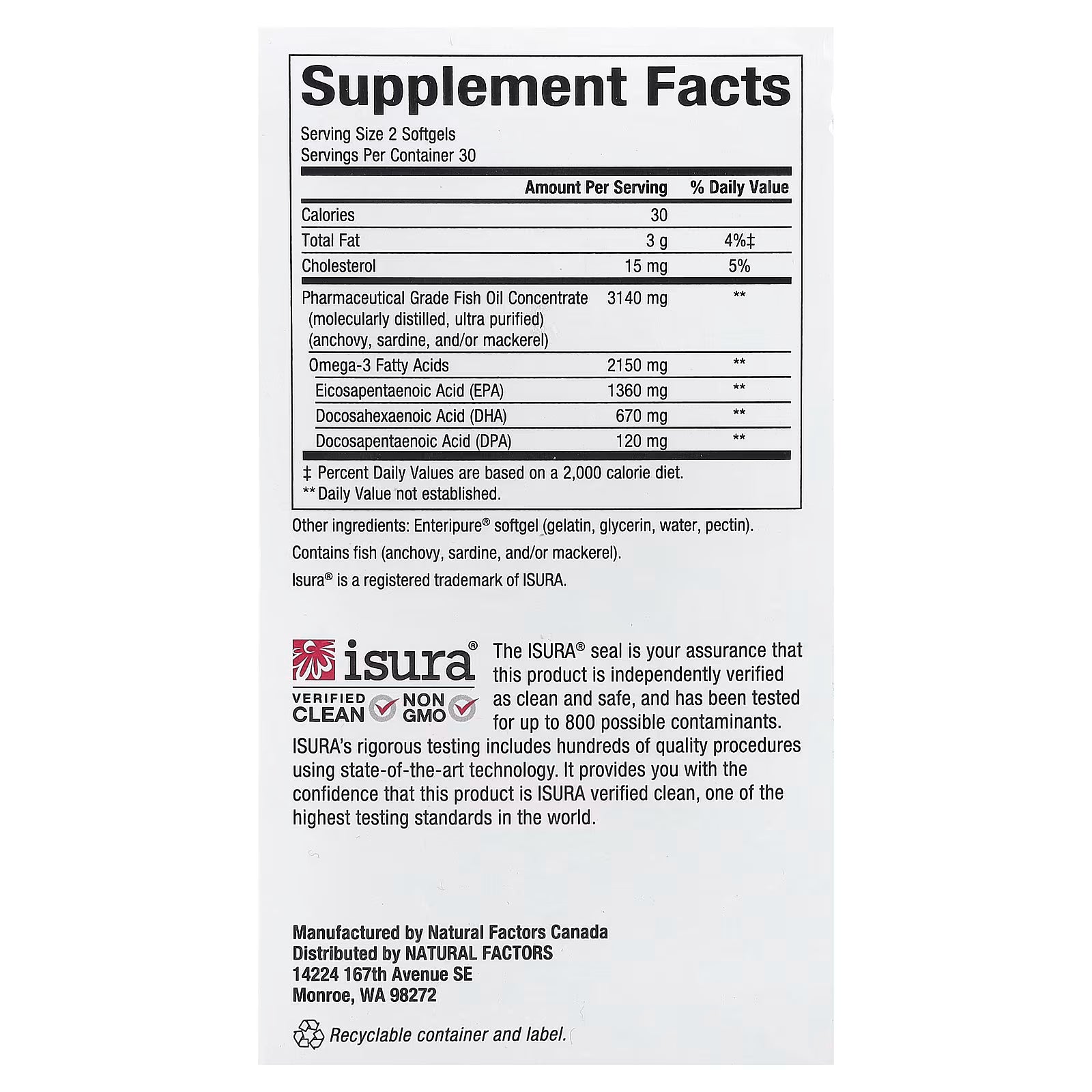 Natural Factors, RxOmega-3, 60 Softgels (1,570 mg per Softgel)