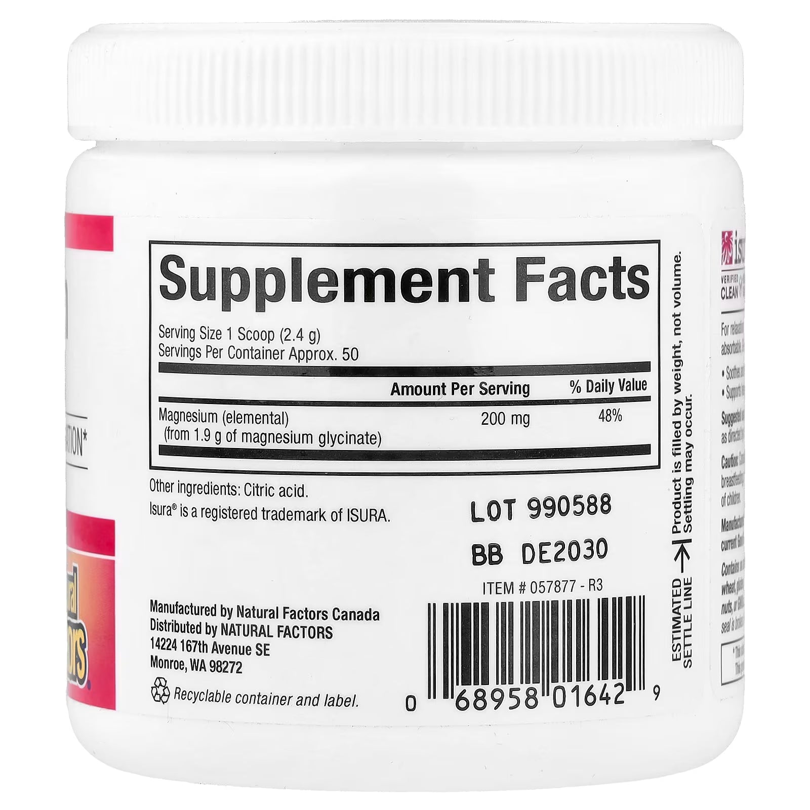Natural Factors, Magnesium Pure Bisglycinate, 4.23 oz (120 g)