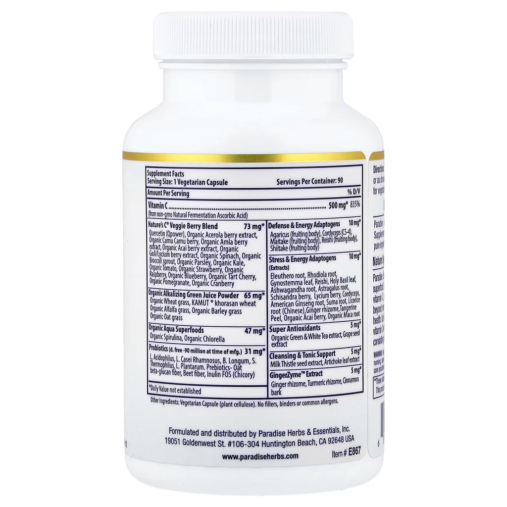 Paradise Herbs Earth’s Blend Vitamin C, 90 Vegetarian Capsules