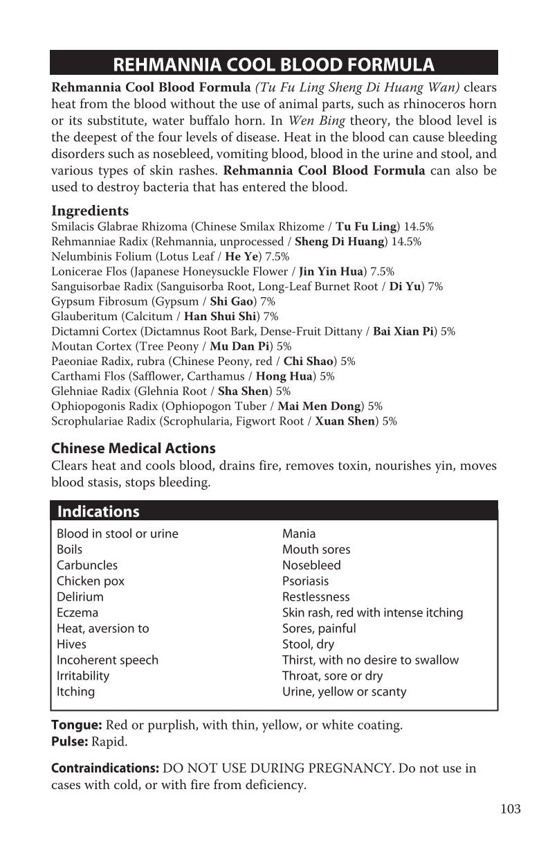 Rehmannia Cool Blood Formula (Tu Fu Ling Sheng Di Huang Wan) 60 tablets